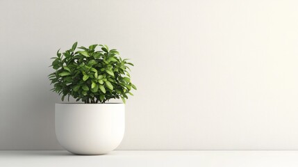Small indoor plant in a minimalist white pot on a light background.