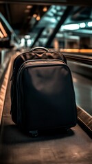 Close-up of Luggage or Backpack on Airport Baggage Carousel