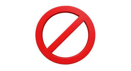 3D Forbidden sign with red crossed circle. Problem and fail. Ban in social network. Block payment. No entry symbol. Alert notification. Cartoon design icon isolated on white background. 3D Rendering