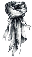 Intricate Pencil Sketch of a Tattered Cloth