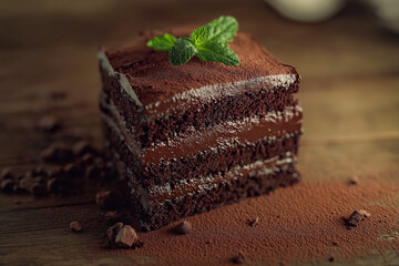 Decadent Chocolate Cake with Fresh Mint