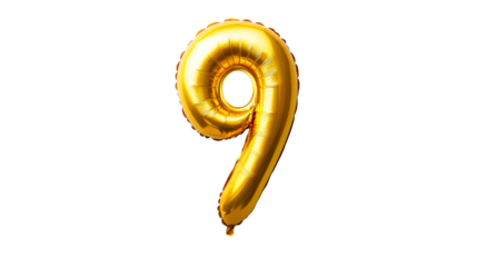 Golden number nine balloon for celebrations and events