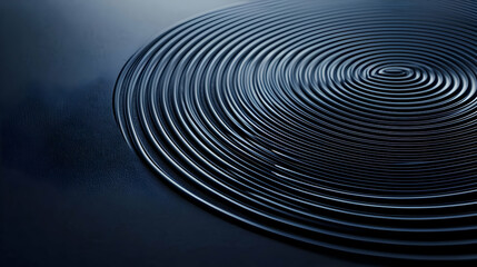 Obraz premium Abstract Dark Blue Rippled Circle Design