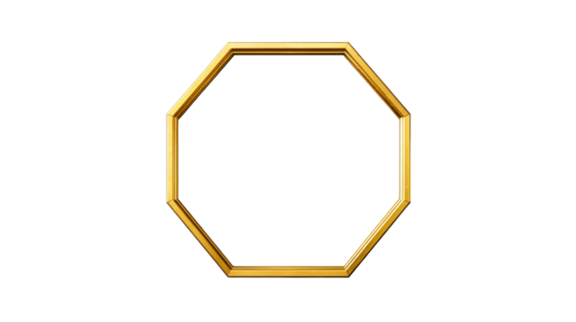 Golden octagonal frame with a clear background for art