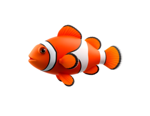 Cute cartoon clownfish isolated on a transparent background
