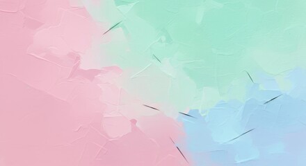 Fototapeta premium Pastel Pink Mint Green Light Blue Abstract Impasto Texture