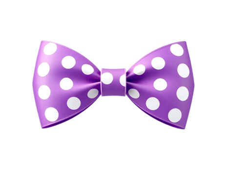 Purple bow tie with white polka dots