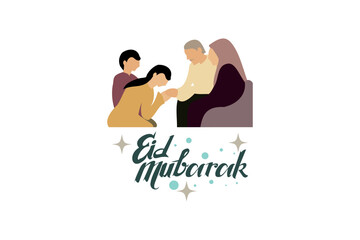 Eid al-Fitr Mubarak vector illustration. suitable for greeting card, poster and banner