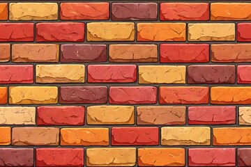Obraz premium Colorful Autumn Brick Wall Texture Seamless Pattern Background Design
