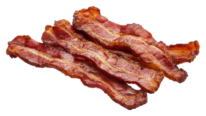 Sizzling bacon cooking process kitchen food indoor isolated on transparent background