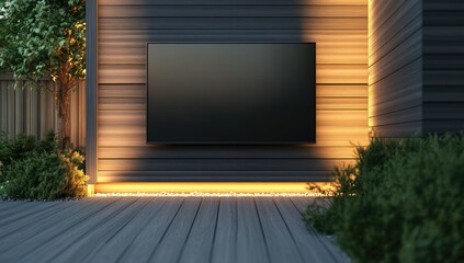Outdoor entertainment center with modern TV