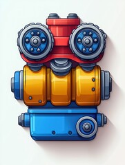 Fototapeta premium Colorful Cartoon Robot Design: A Whimsical Mechanical Marvel