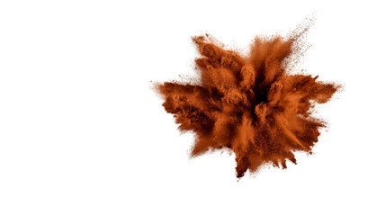 Explosion of copper powder in space, cut out transparent