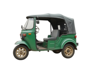 Green Tuk Tuk on Transparent Background