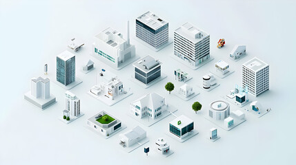 Obraz premium Isometric Pixel Art Cityscape Design