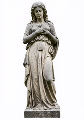 Weeping angel cemetery stone statue - isolated on white 