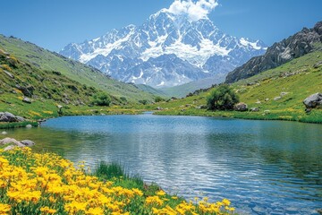 Majestic Mountain Lake Serenity: A Breathtaking View of Nature's Beauty