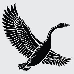 A  goose stretching its wings image silhouette design vector art and illustration