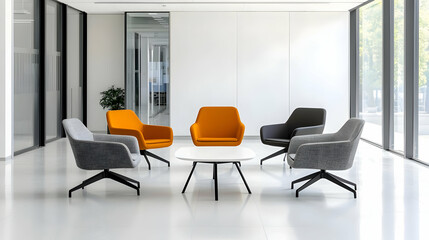 Modern Office Chairs And Table In Bright Room
