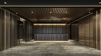 Modern reception area design luxury hotel interior architecture contemporary style wide angle view minimalist concept