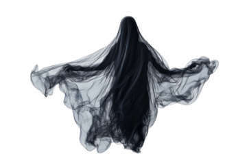 Spooky ghost figure, veil, phantom, floating, nightmare, shroud, horror, cut out transparent
