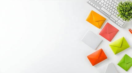 Colorful Envelopes On White Background