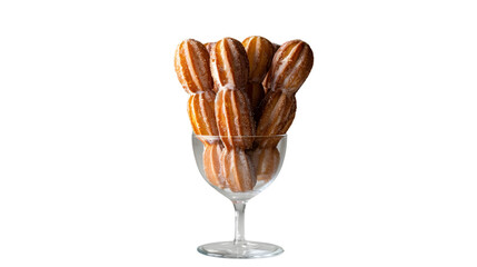 Obraz premium Delicious Golden Pastries in a Glass Cup Perfect for Dessert Presentation and Culinary Photogr