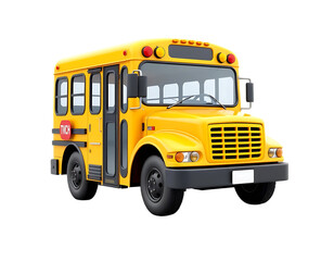 A 3D rendering of a yellow school bus