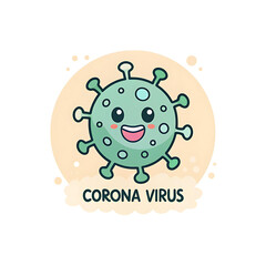 Fototapeta premium Cute Cartoon Coronavirus Character Illustration