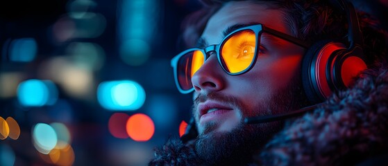 The call center operator looks untrustworthy in this red-toned image, symbolizing danger and reflecting the rise of scam calls. The tense atmosphere serves as a strong warning against phone fraud.