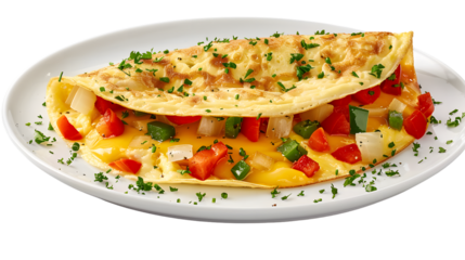 Delicious Omelette with Cheese and Vegetables on a Plate