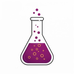 Vibrant science concept with flask and bubbling purple liquid for educational design