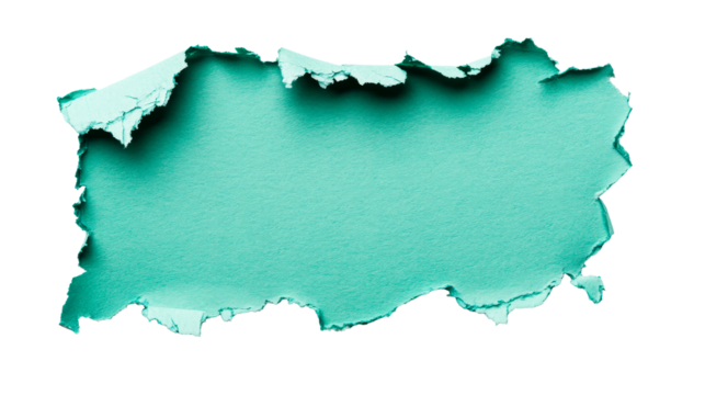 Torn aquamarine paper with ragged edges, abstract texture, cut out transparent - Powered by Adobe