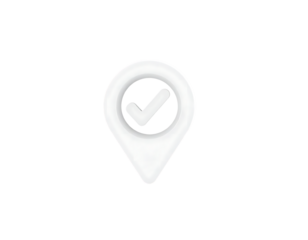 White 3D Map Pin with Check Mark