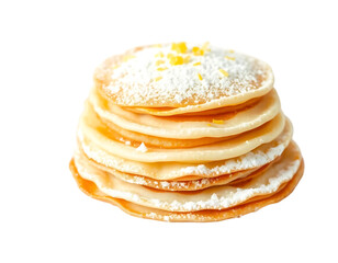 A stack of delicious pancakes topped with powdered sugar and lemon zest