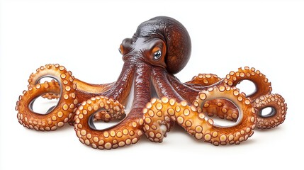 Obraz premium Mysterious Octopus Tentacles Extended on White Background