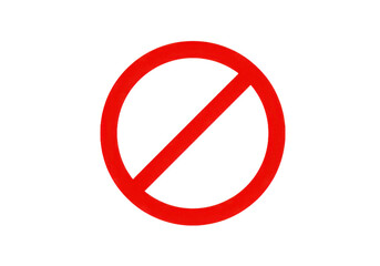 Red prohibition symbol with diagonal slash on transparent background for warning and restriction