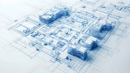 Abstract Digital Cityscape Design With Geometric Cubes