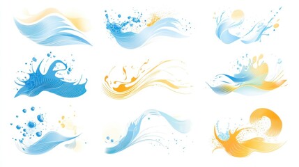 Naklejka premium Abstract water splash collection, design elements, website background