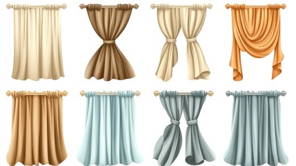 Assorted window curtains hung indoors for living space decoration/home improvement