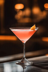 Pink Cocktail in Martini Glass Cosmopolitan
