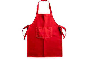 Bright red apron on black background, chef uniform, cut out transparent