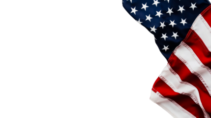 American flag, patriotic symbol of USA, red, blue, and white colors, cut out transparent
