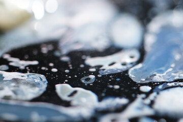 Layer of oil spread thinly on water surface