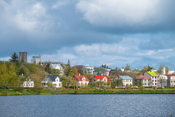 Obraz premium Buildings in city of Reykjavik in Iceland