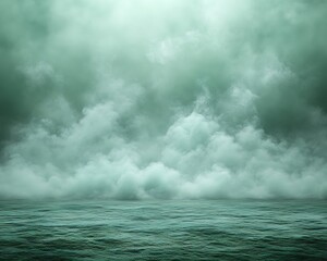 Fototapeta premium Stormy seascape features a turbulent sea with cloudy ominous skies above