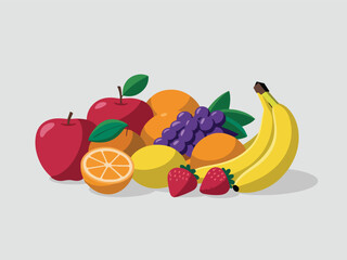 Vibrant assortment of fresh fruits illustration. Perfect for a healthy and delicious treat.