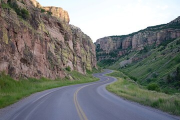 Winding road through a scenic canyon