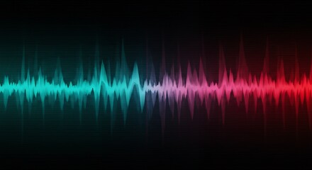 Abstract Sound Waveform  Neon Teal Pink Red Gradient  Digital Audio Visualization