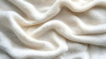 Fototapeta premium Close Up Of A Soft White Knitted Fabric Surface With Subtle Textural Details And Gentle Waves